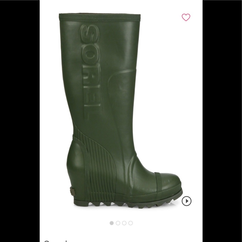Sorel green wedge wellie rain boot - 6